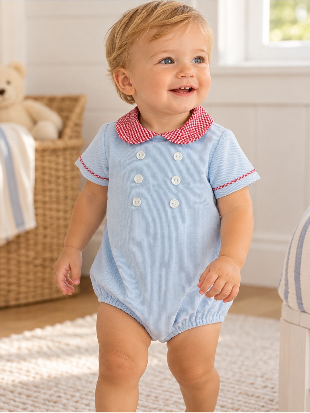 James & Lottie Baby Boy Corduroy Bubble Romper 12M